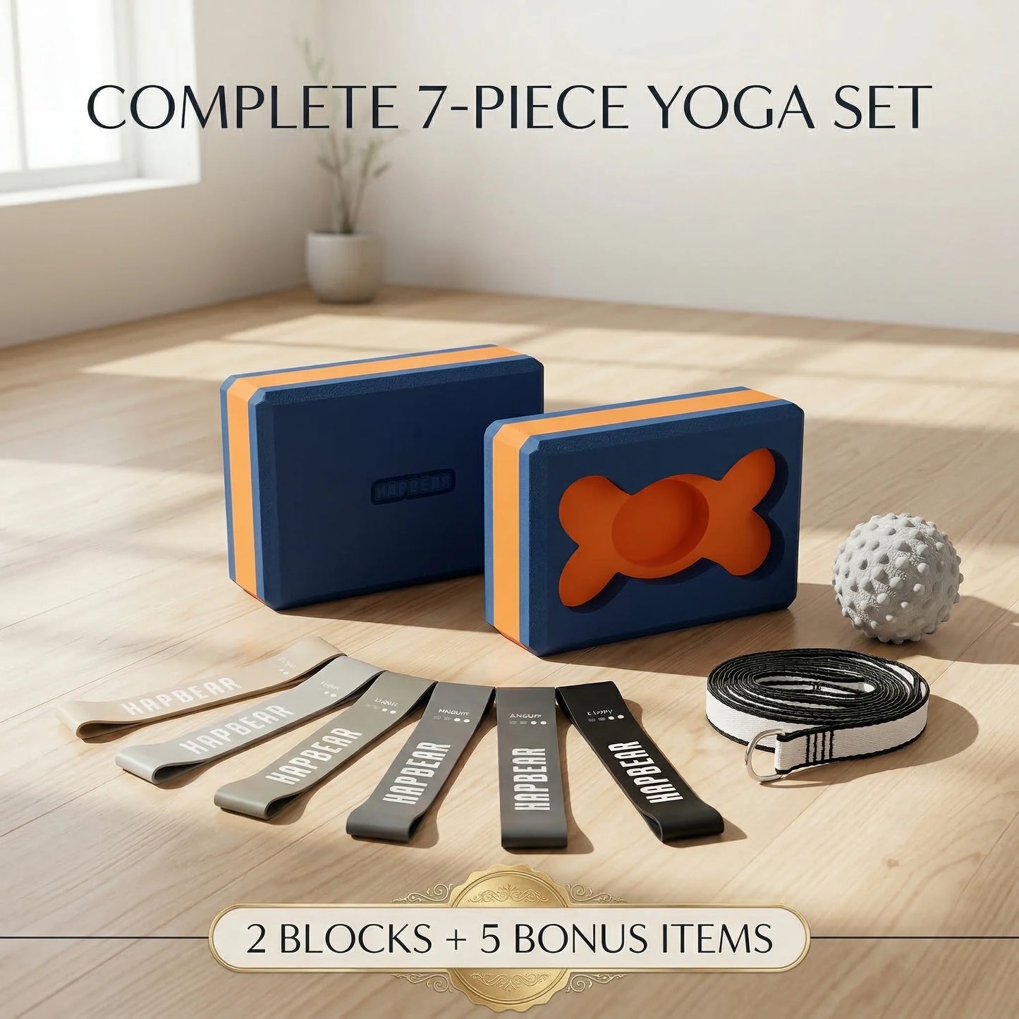 HAPBEAR Yoga Blocks 2 Pack High Density EVA Foam NonSlip