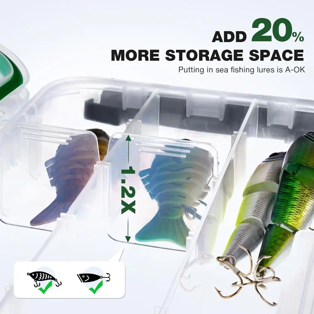 Tackle Box Organizer With 3 Removable Dividers Waterproof Lure Storage