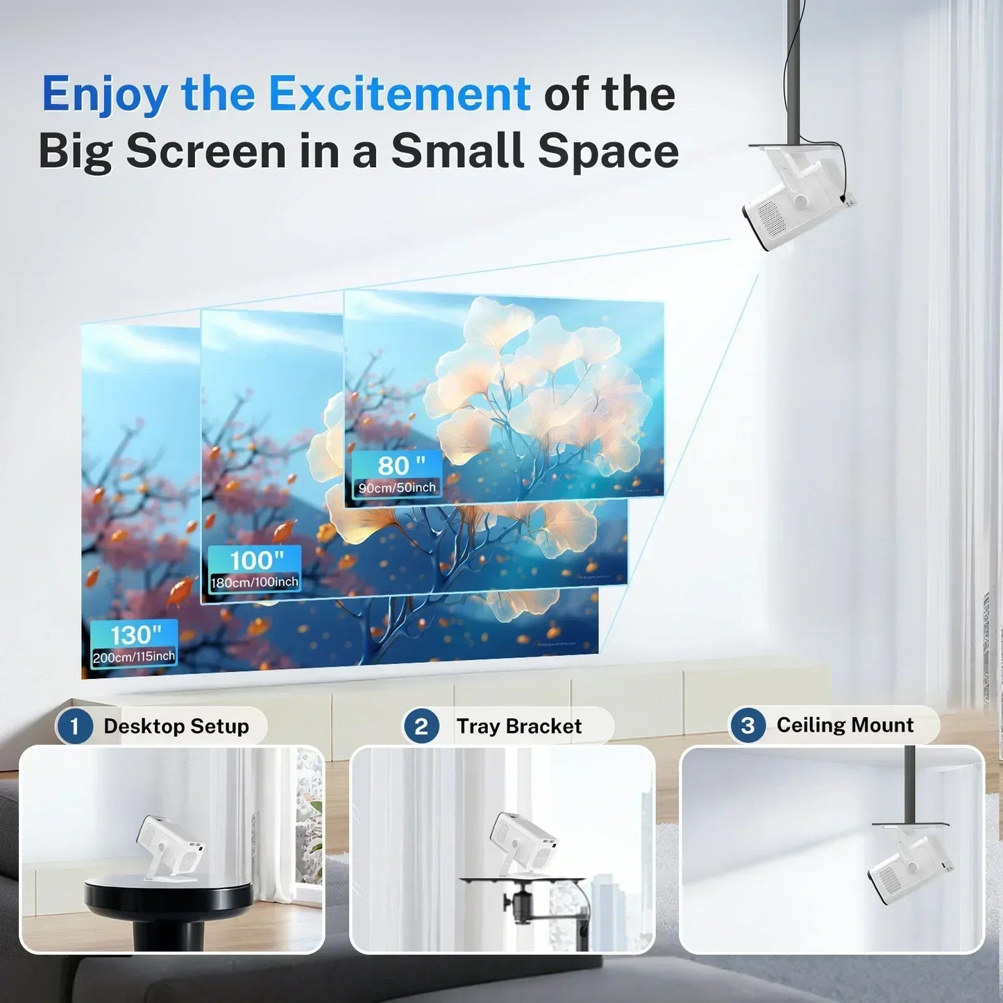 LynCast Smart Mini Projector 1080P 4K Android TV WiFi6 BT54