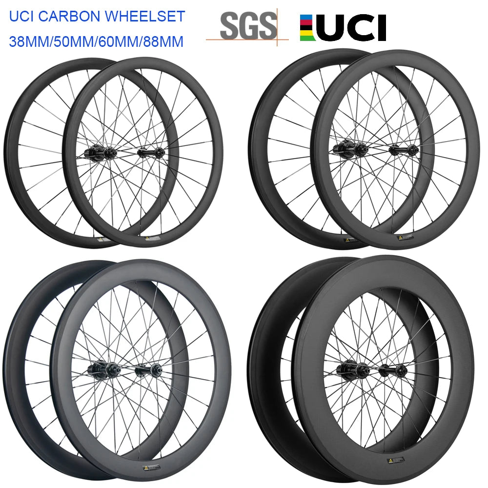 SUPERTEAM Carbon Wheelset Clincher For Road Bikes UCI Approved