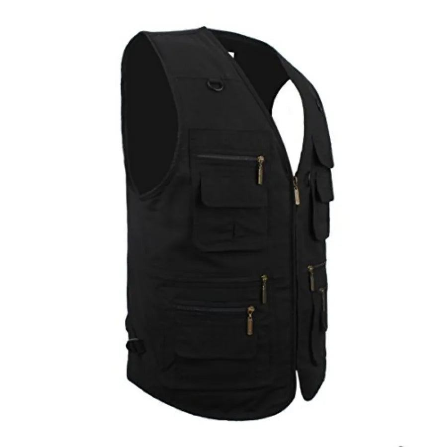 Mens Poplin Outdoor Travel Multi Pocket Fishing Vest