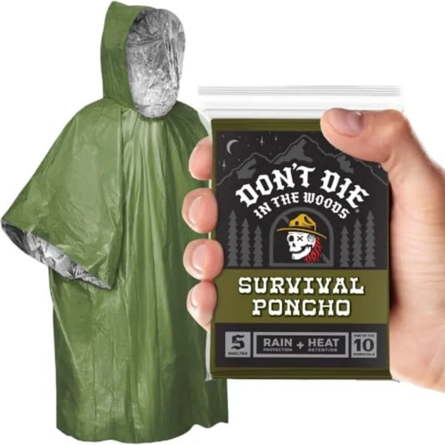 Rain And Heat Emergency Poncho Wearable Mylar Space Blanket