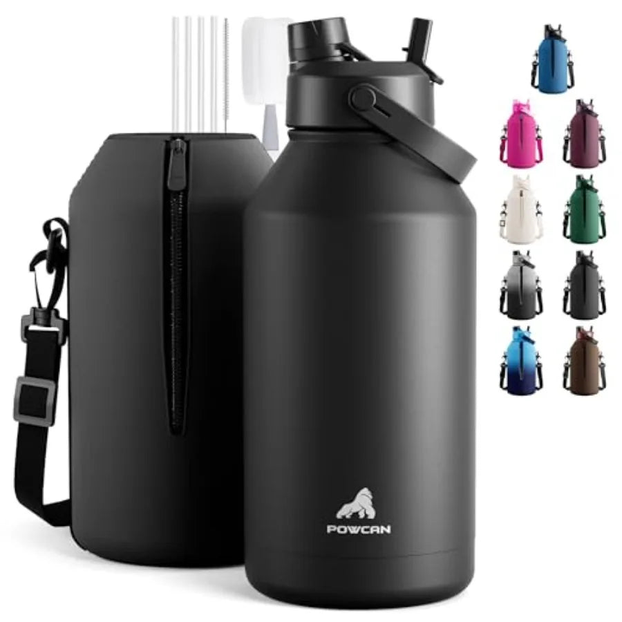 Leakproof Insulated Water Bottle With Straw And Spout Lid