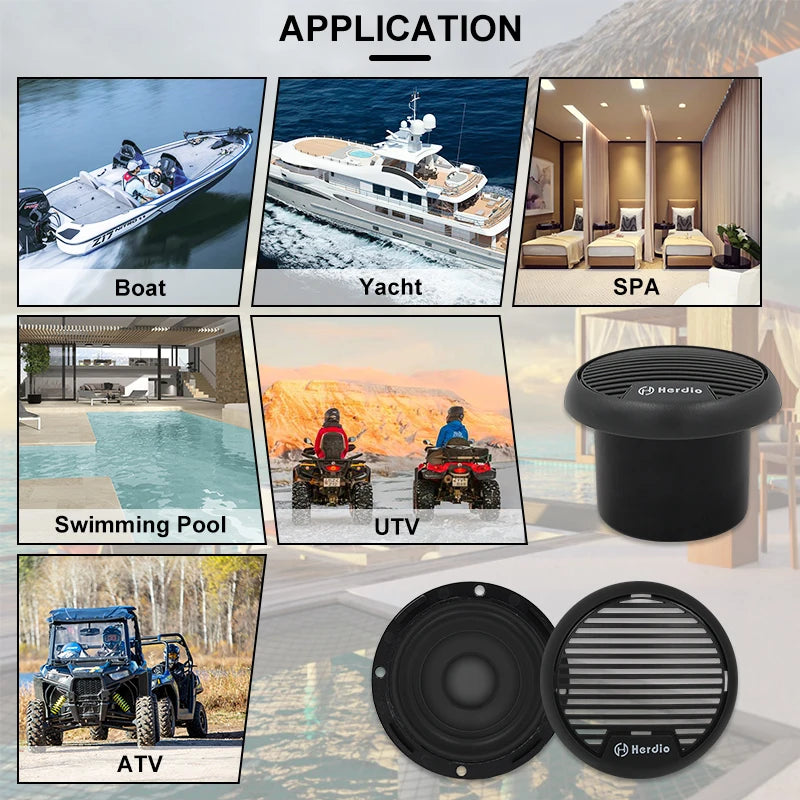 Herdio 140W Two Way Marine Waterproof Stereo Speaker System