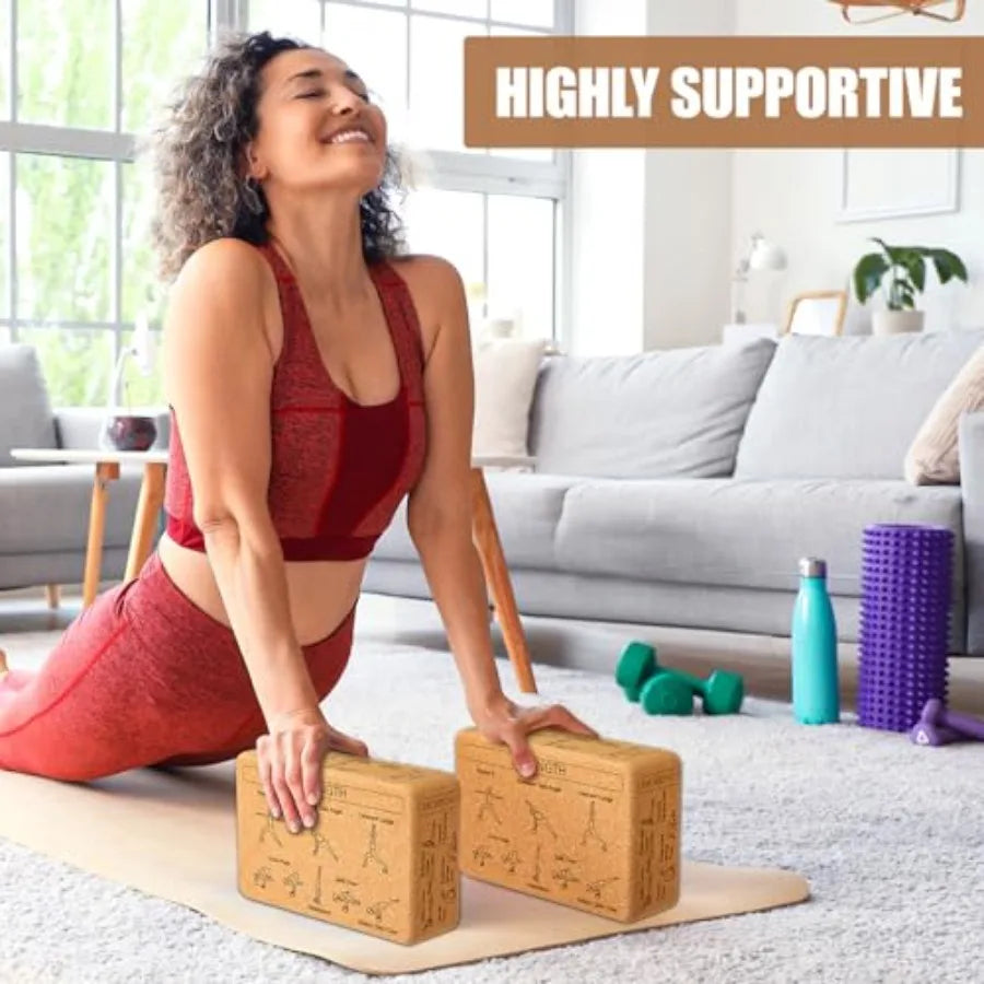 Cork Yoga Blocks 2 Pack For All Levels Durable Design