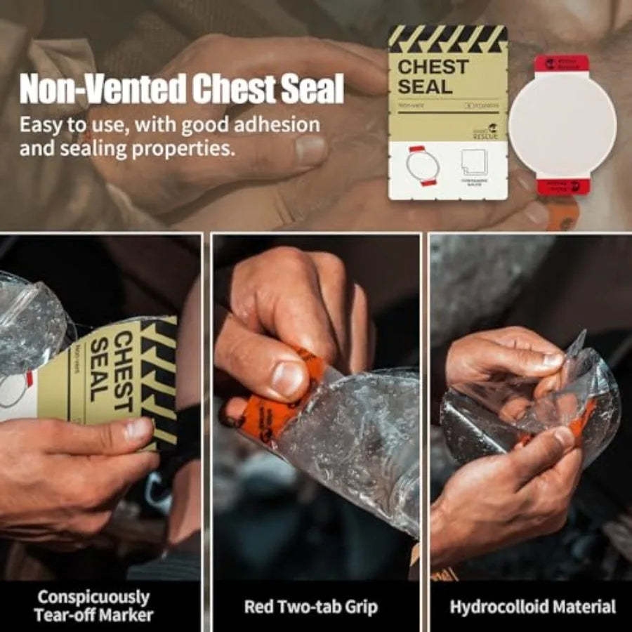 Chest Seal Emergency Trauma Dressing Occlusive Adhesive Pad IFAK Refill