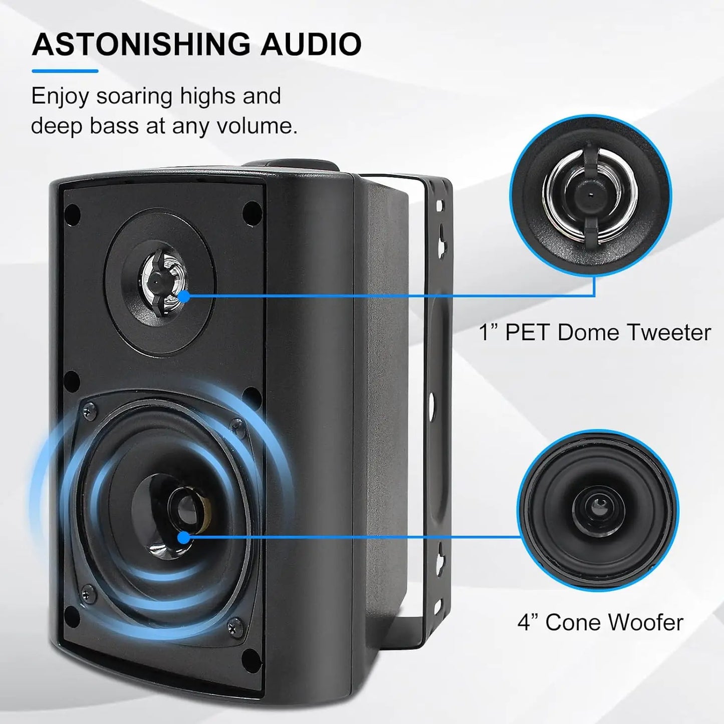 Herdio Outdoor Passive Speakers With Tweeter Waterproof All Weather