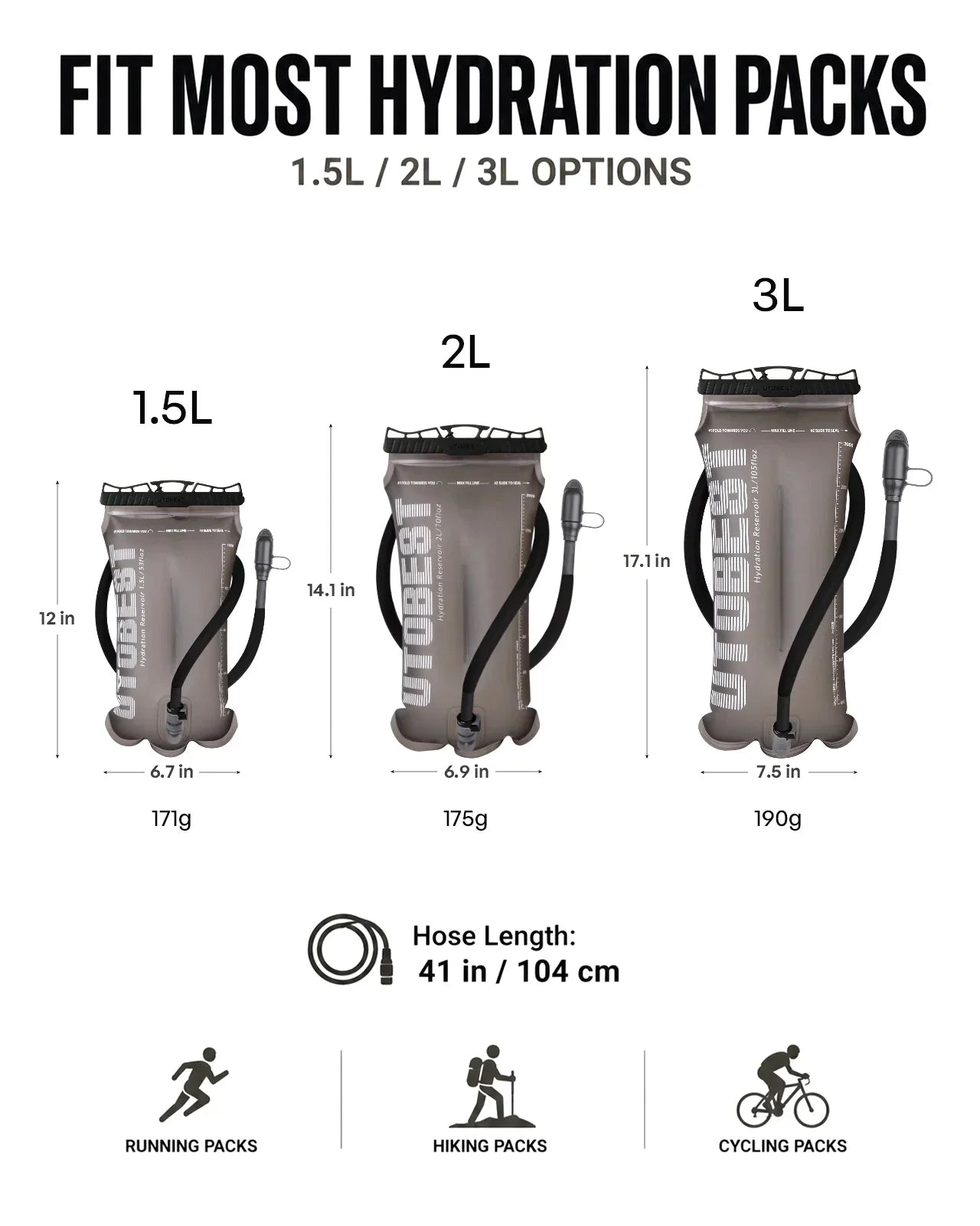 UTOBEST Hydration Water Bladder Reservoir for Camping Cycling Hiking