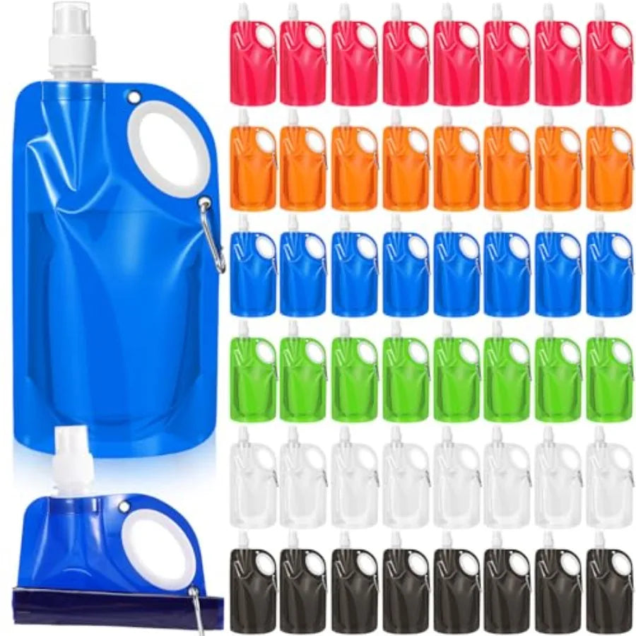 Foldable Collapsible Water Bottle With Carabiner Reusable Leak Proof