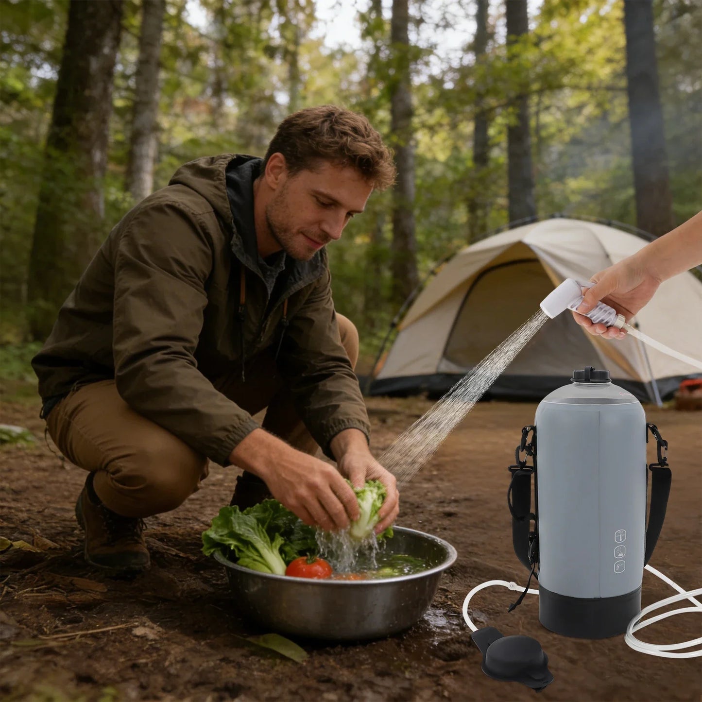 Portable Camping Shower Leakproof Water Bag With Detachable Strap