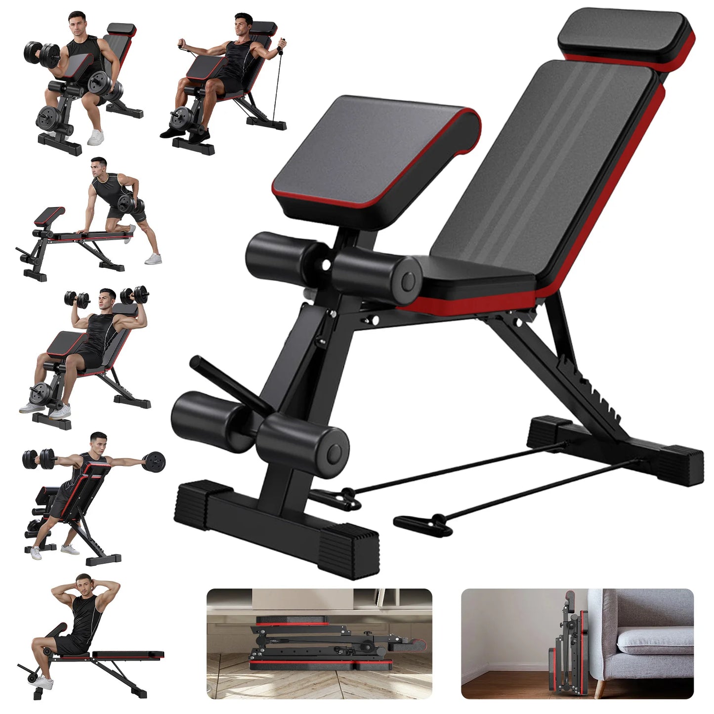 7-Level Foldable Weight Bench With Adjustable Headrest For Full Body