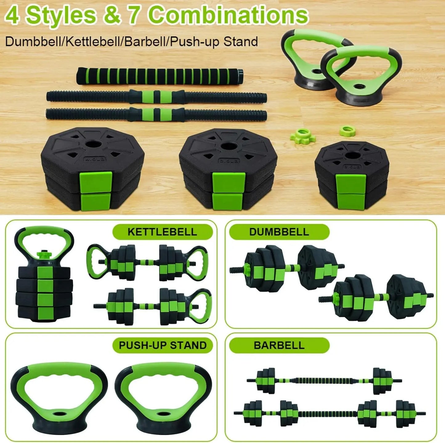 HiMISS 4 In 1 Adjustable Kettlebell Dumbbell Set For Gym