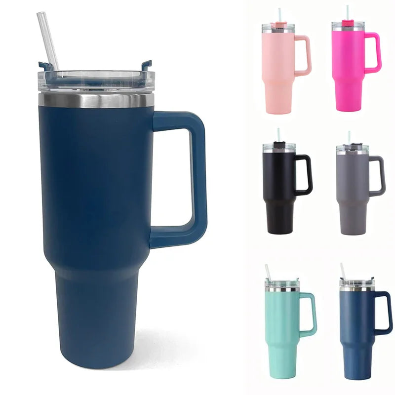 Stainless Steel Vacuum Insulated Tumbler With Handle And Straw
