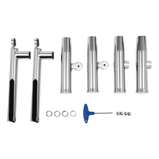 Dual Fishing Rod Holder Stainless Steel Double Head Rail Mount