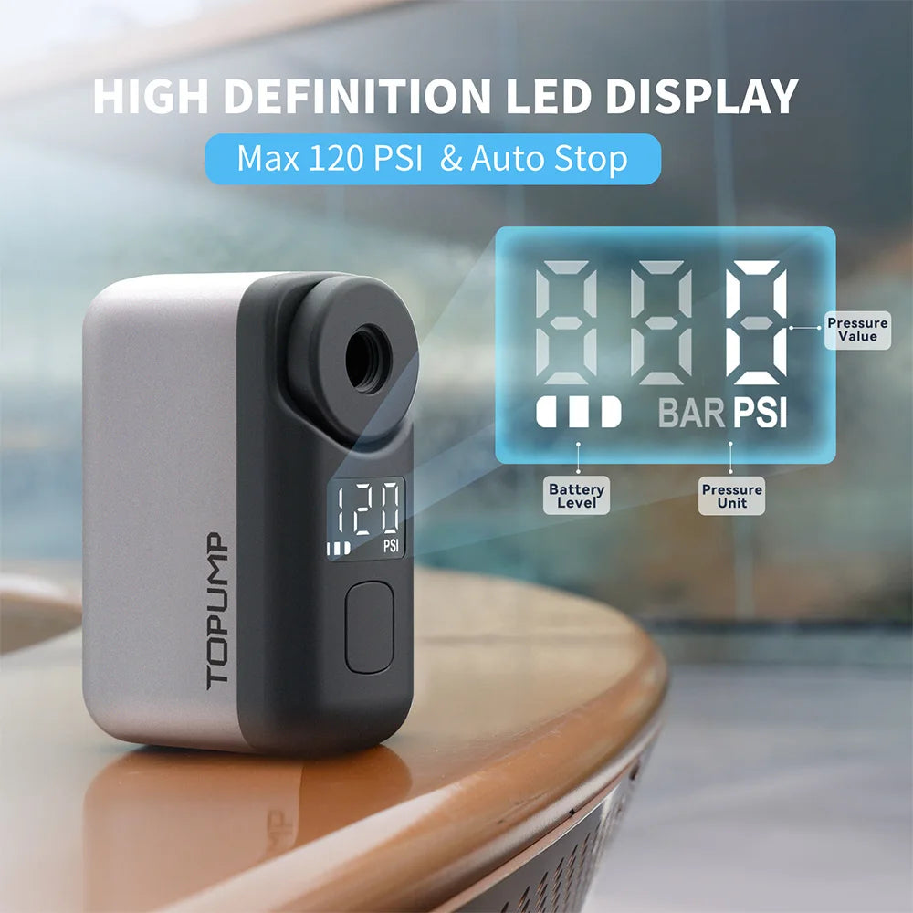 Topump TB2 Pro Electric Mini Portable Bike Pump With Display