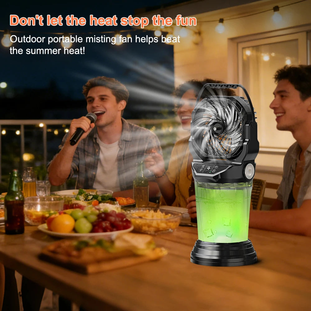Portable Misting Fan With Rechargeable Battery And RGB Lights