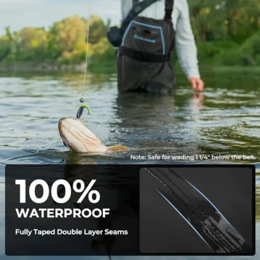 WaveWalker Waterproof PVC Fishing Waders With Slip Resistant Boots