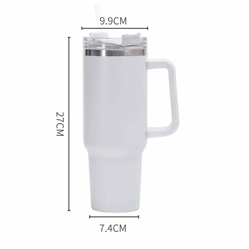 Stainless Steel Vacuum Insulated Tumbler With Handle And Straw
