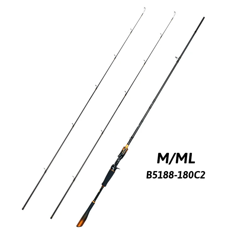 BIUTIFU Spinning Baitcasting Rod With Fuji Guides Two Tips