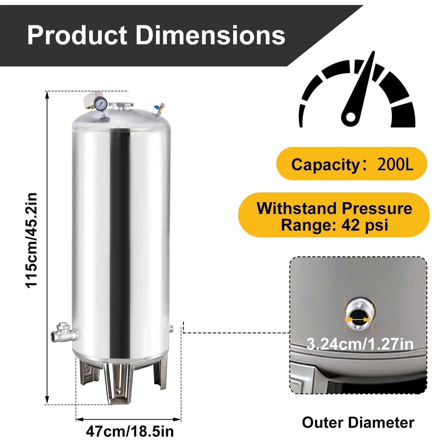 Vertical Heavy Duty Well Pump Pressure Tank For Irrigation
