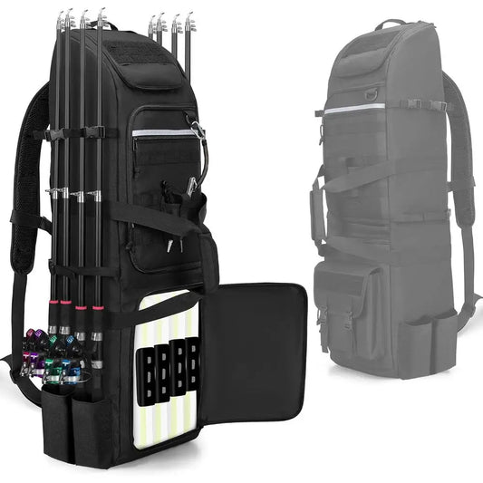 Fishing Backpack 8 Rod Capacity With Gear Storage And Molle System