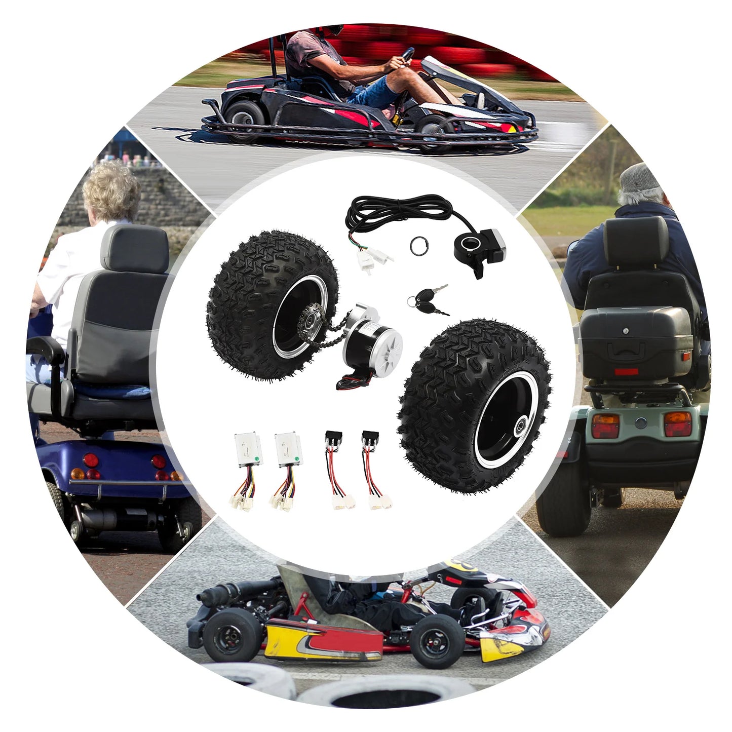 Motor Drive Air Wheel Kit With Reverse Gear And Throttle