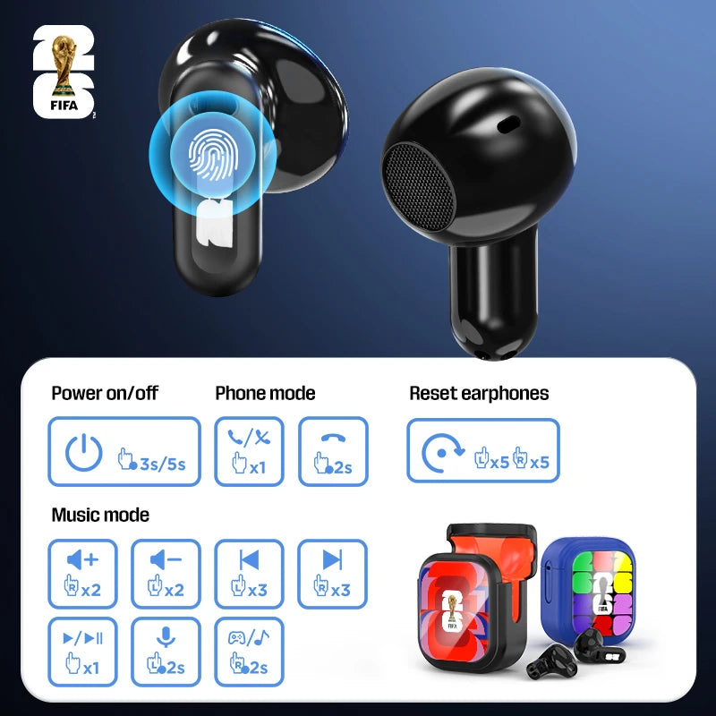 FIFA Wireless Bluetooth Earbuds With ENC Noise Cancelling Gaming Audio