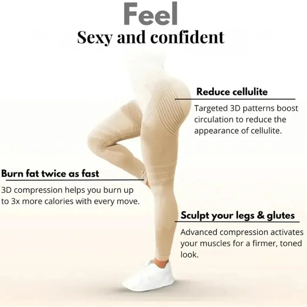 Cellulite 3D Leggings High Waist Butt Lift For Gym Workout