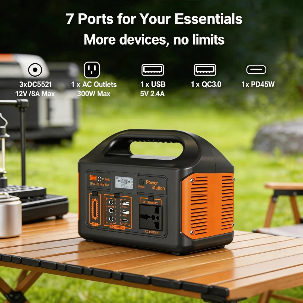 GaiaRay 300W 500W Portable Solar Generator 460.8Wh LiFePO4 Power Station