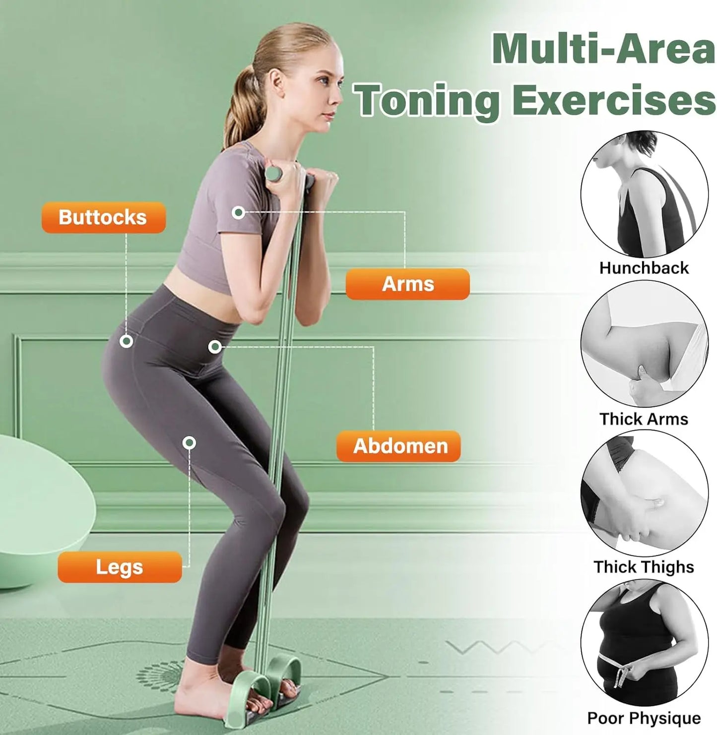 Natural Rubber Pedal Resistance Bands With Handles Full Body Workout