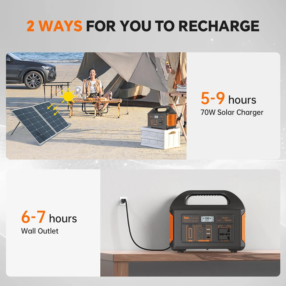 GaiaRay 300W 500W Portable Solar Generator 460.8Wh LiFePO4 Power Station