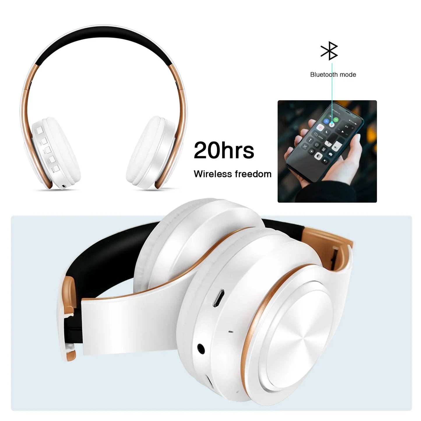 Rat Tail Bluetooth Headphones With Mic And SD Card Slot