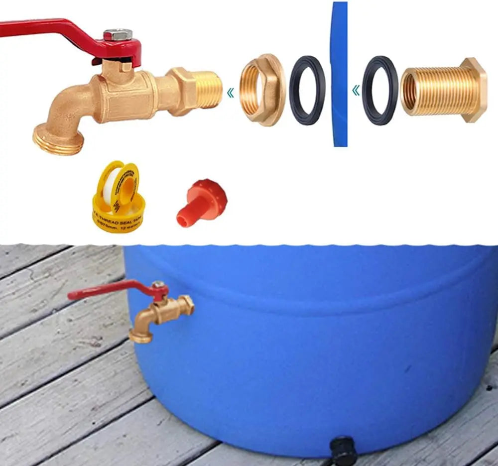 Rain Barrel Spigot Kit Brass Faucet For Water Collection