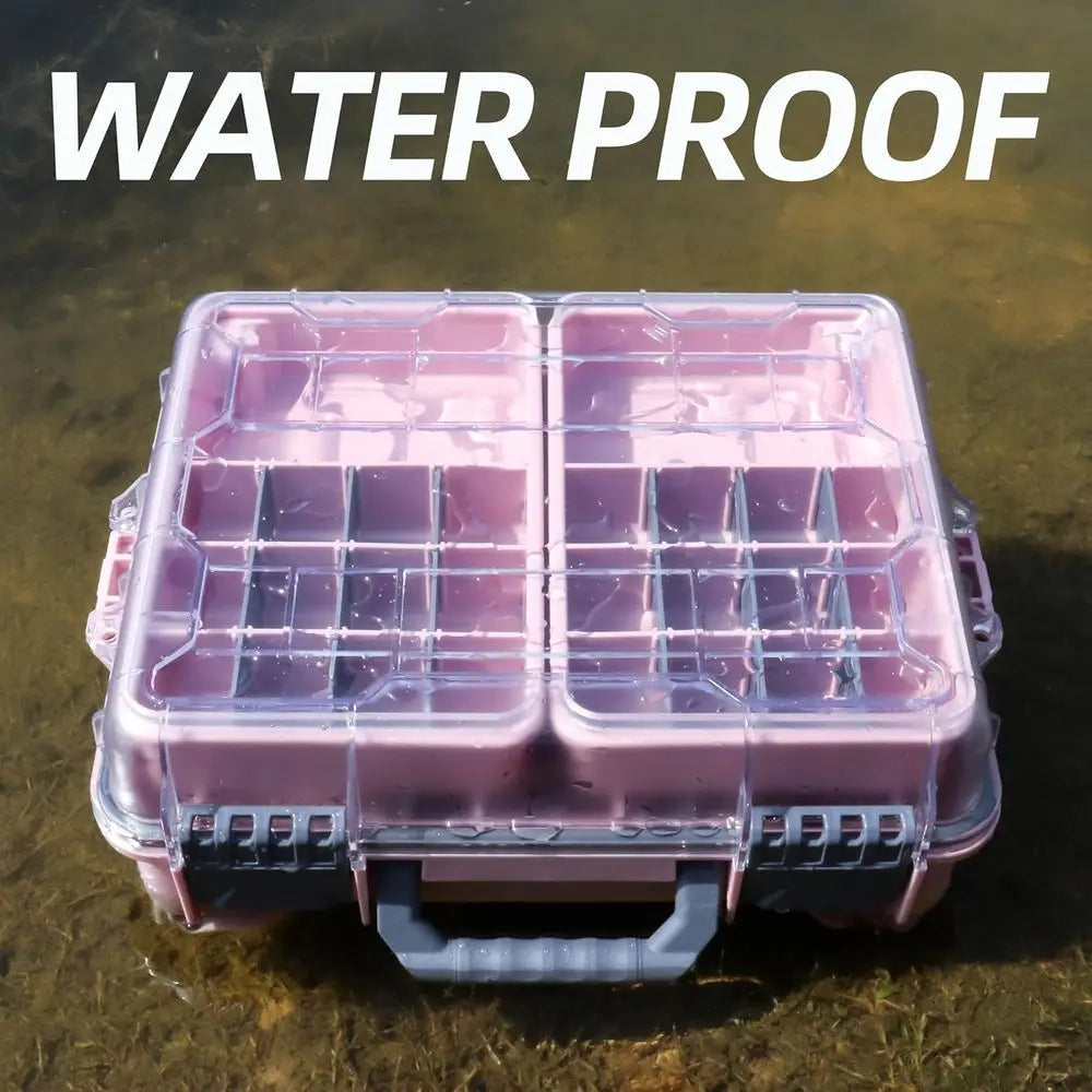 Portable Waterproof Fishing Tackle Box With Double Compartments