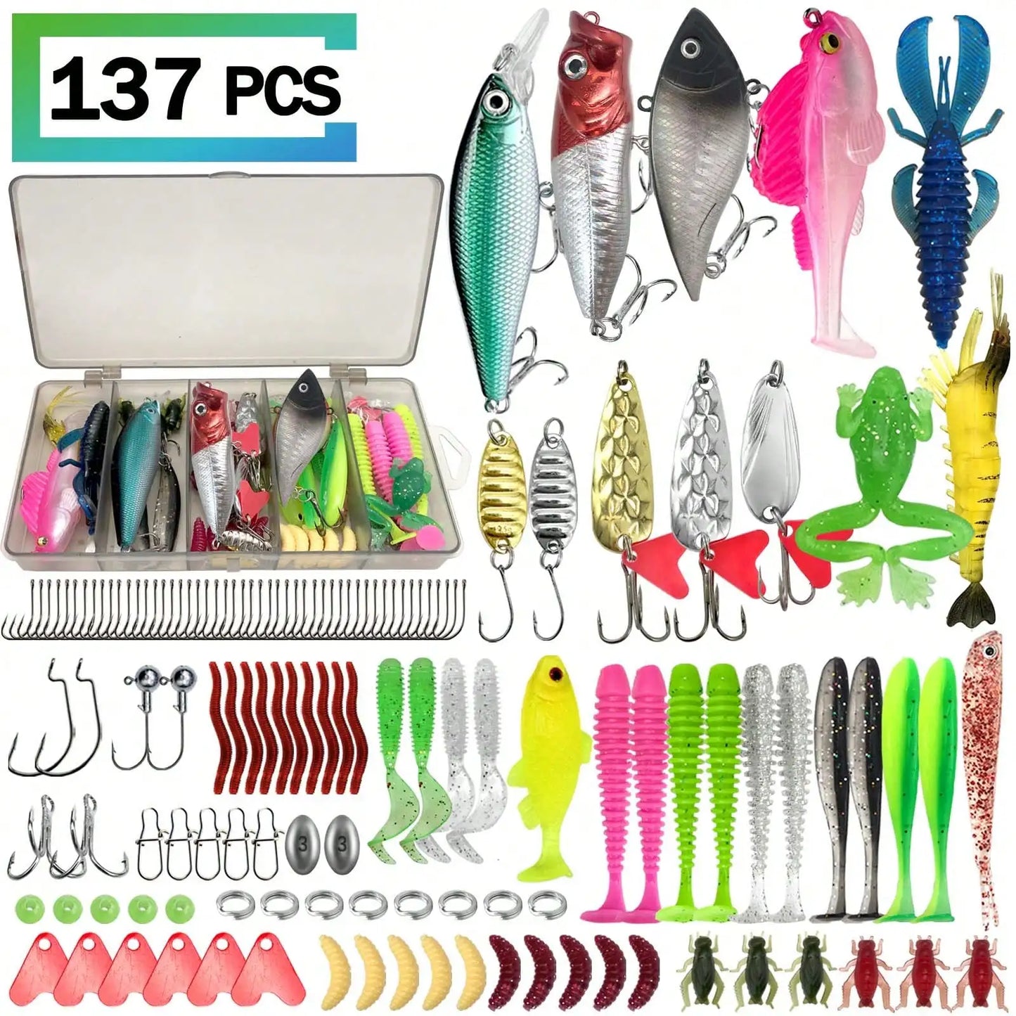 Universal Fishing Lure Set With Box Soft Spoon Hard Baits