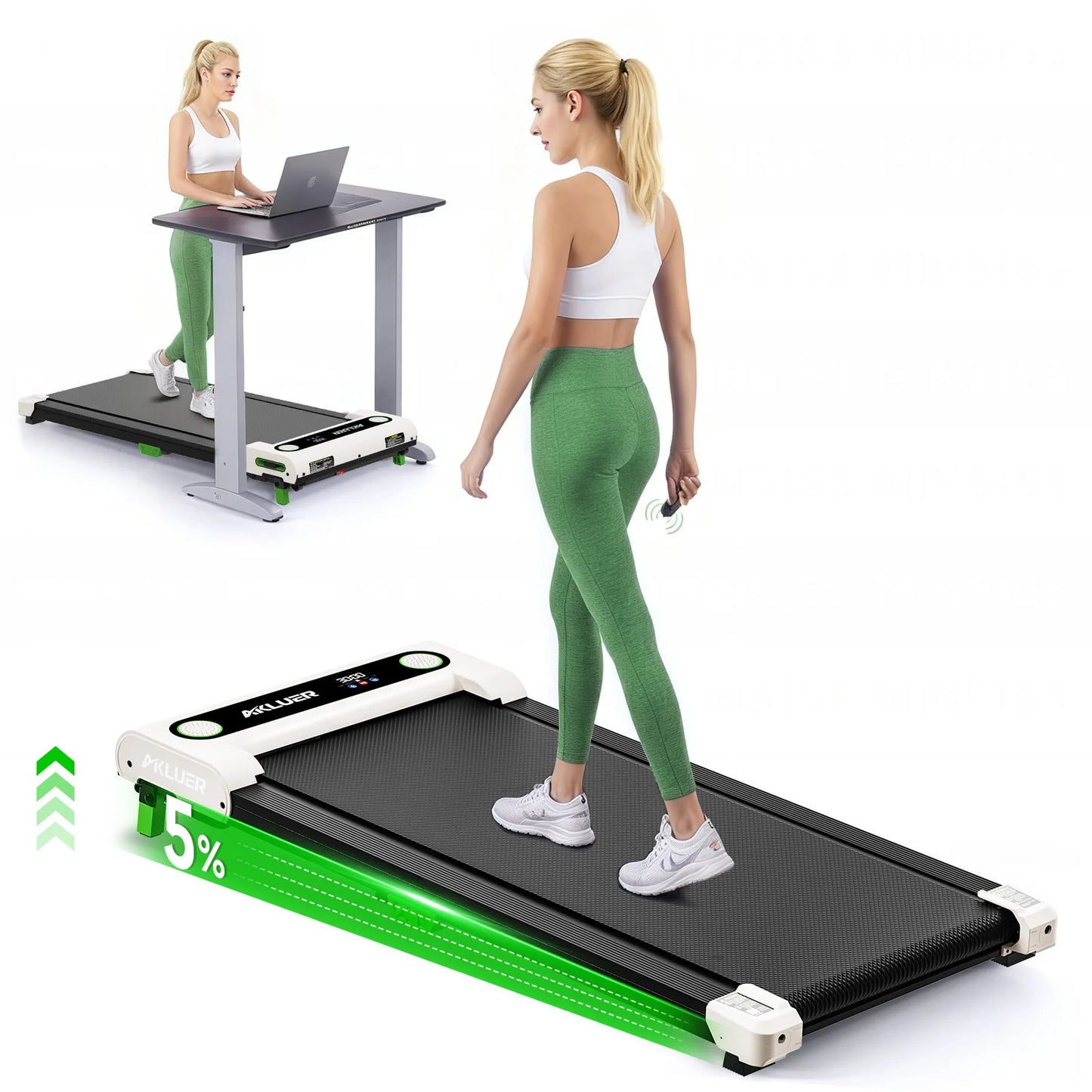 AKLUER Under Desk Treadmill 2.5HP With LED Display Compact
