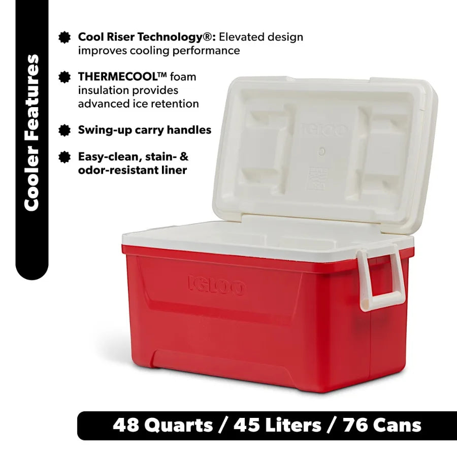 Hard Sided Ice Chest Cooler For Outdoor Camping And Tailgating