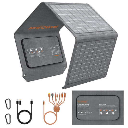 MHPOWOS 40W Foldable Solar Panel USB Charger For Camping