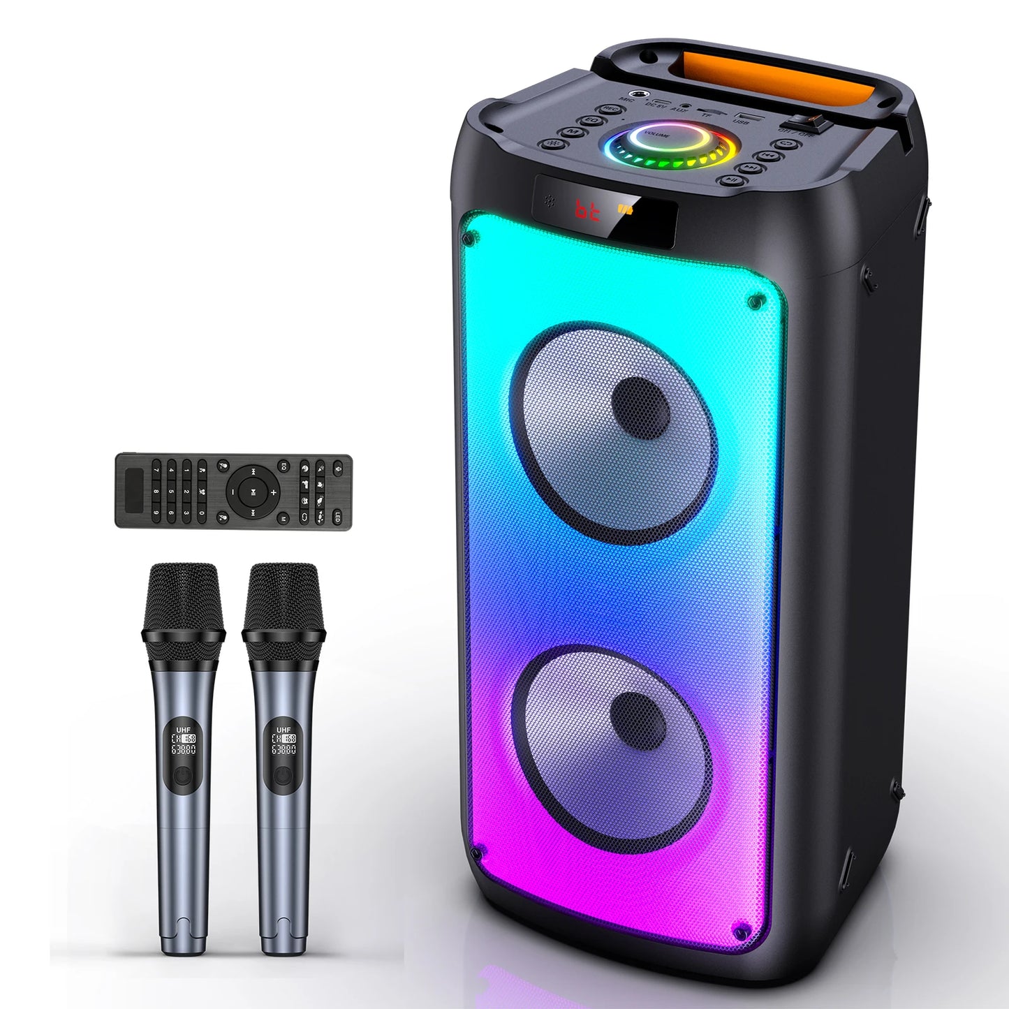 FanFun Wireless Bluetooth Karaoke Speaker With 2 Microphones