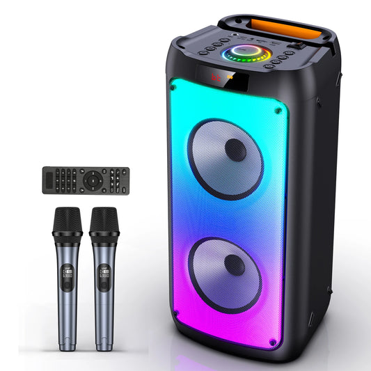 FanFun Wireless Bluetooth Karaoke Speaker With 2 Microphones