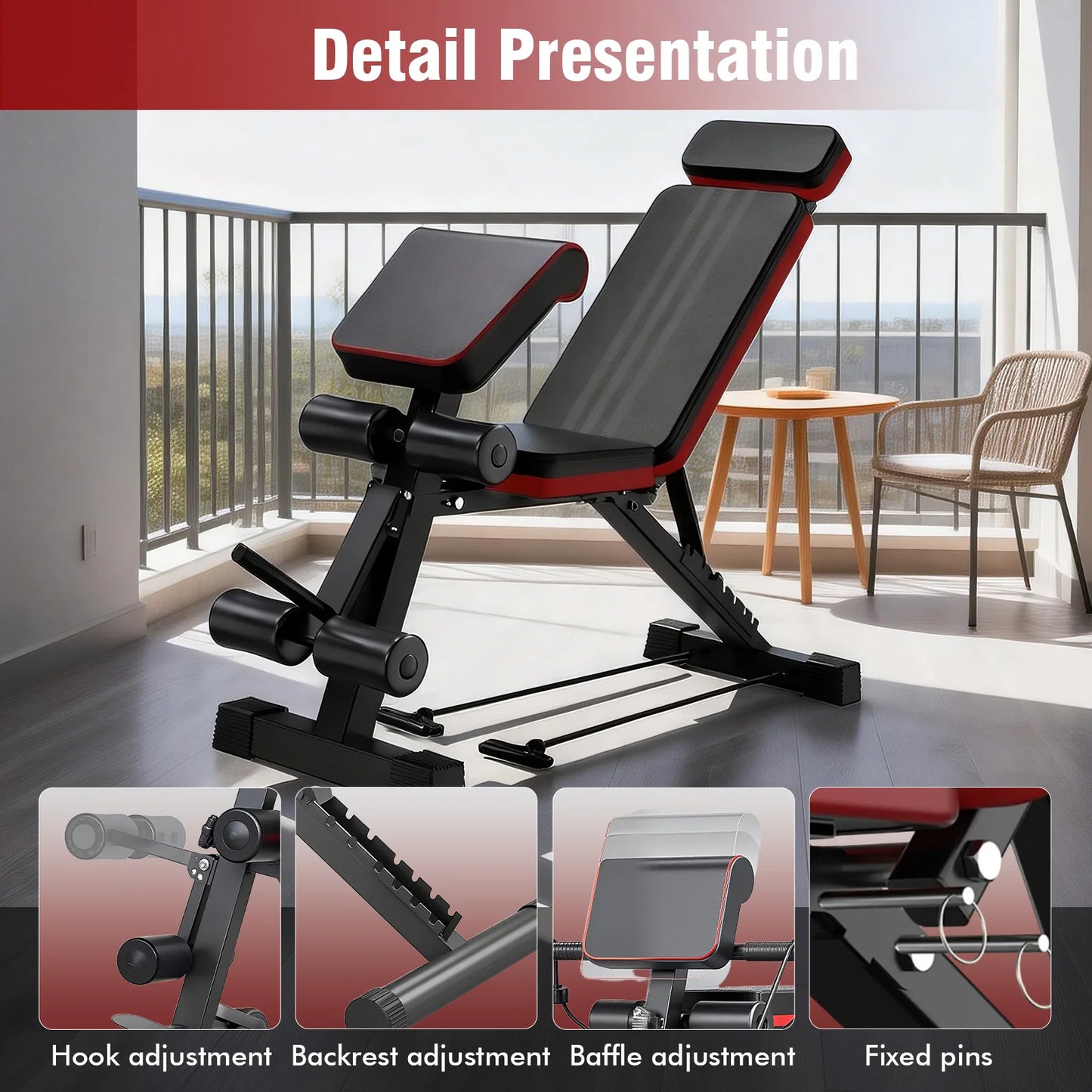 7-Level Foldable Weight Bench With Adjustable Headrest For Full Body