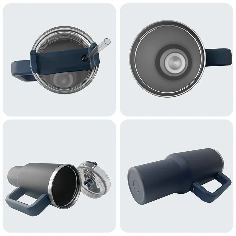 Stainless Steel Vacuum Insulated Tumbler With Handle And Straw