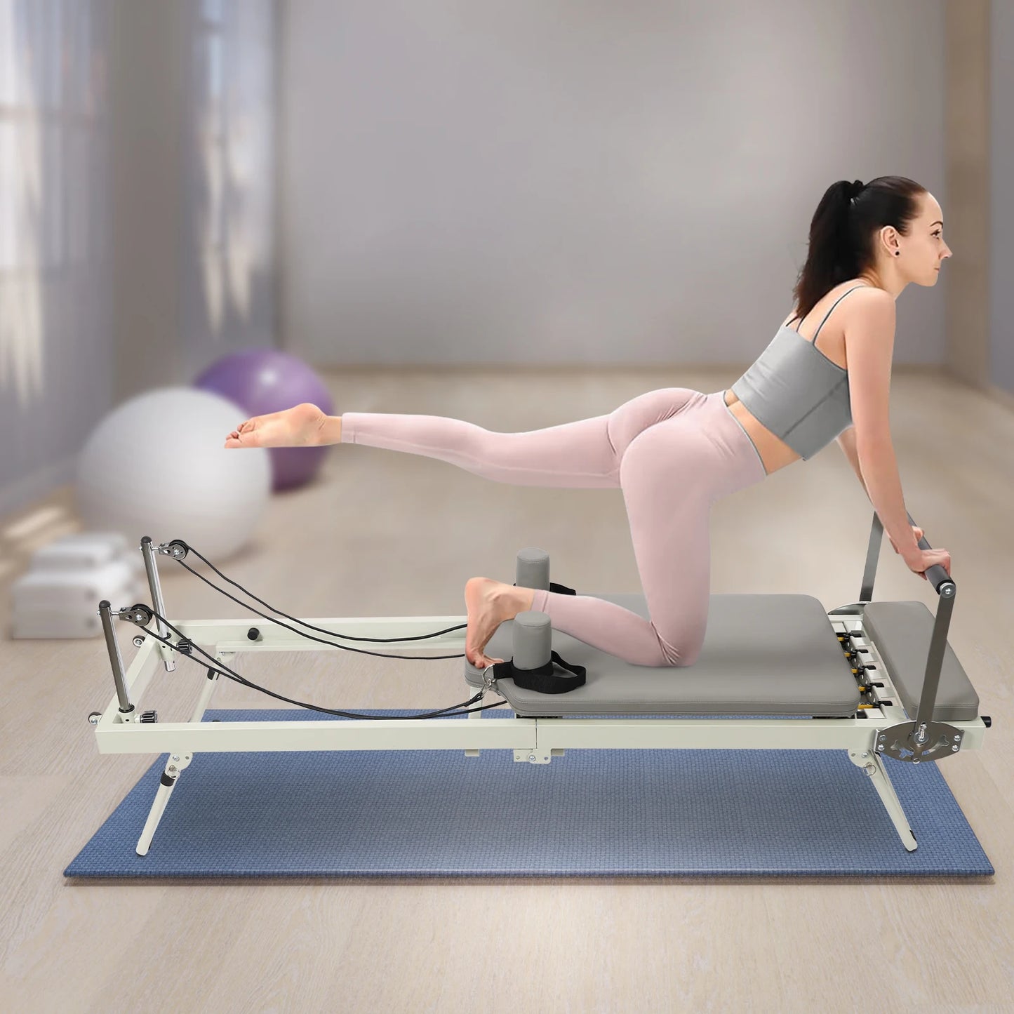 Foldable Pilates Reformer Machine for Home Gym and Yoga