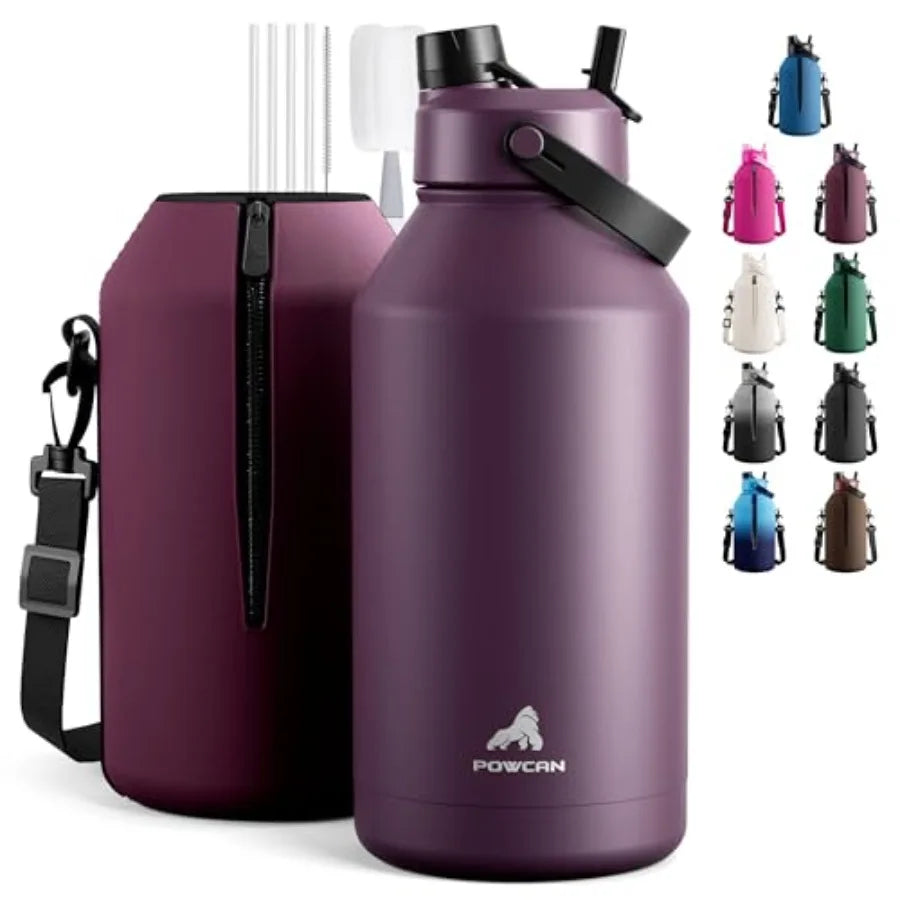 Leakproof Insulated Water Bottle With Straw And Spout Lid