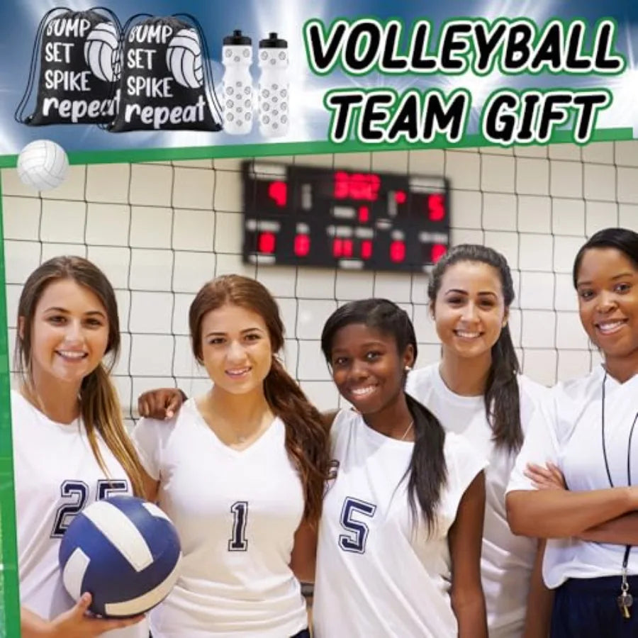 Volleyball Sports Water Bottle With Drawstring Bag Set