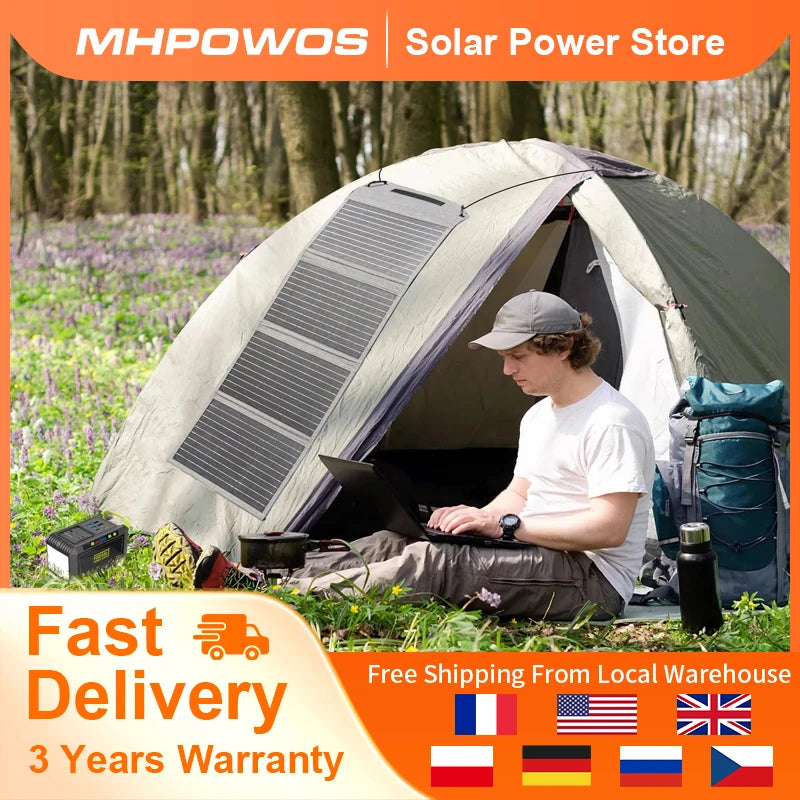 MHPOWOS 40W Foldable Solar Panel USB Charger For Camping