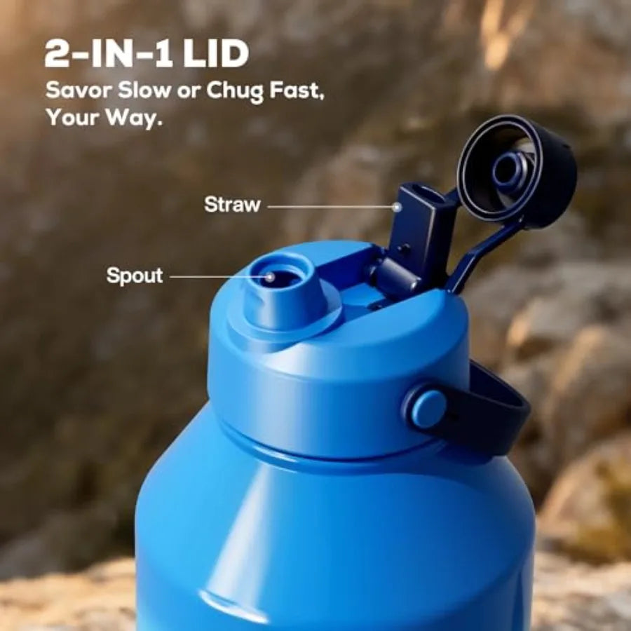 Leakproof Insulated Water Bottle With Straw And Spout Lid