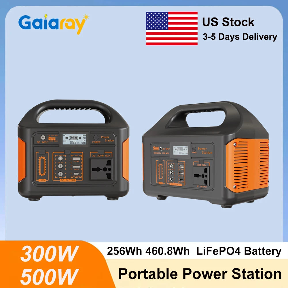 GaiaRay 500W Portable Power Station 460.8Wh LiFePO4 Generator