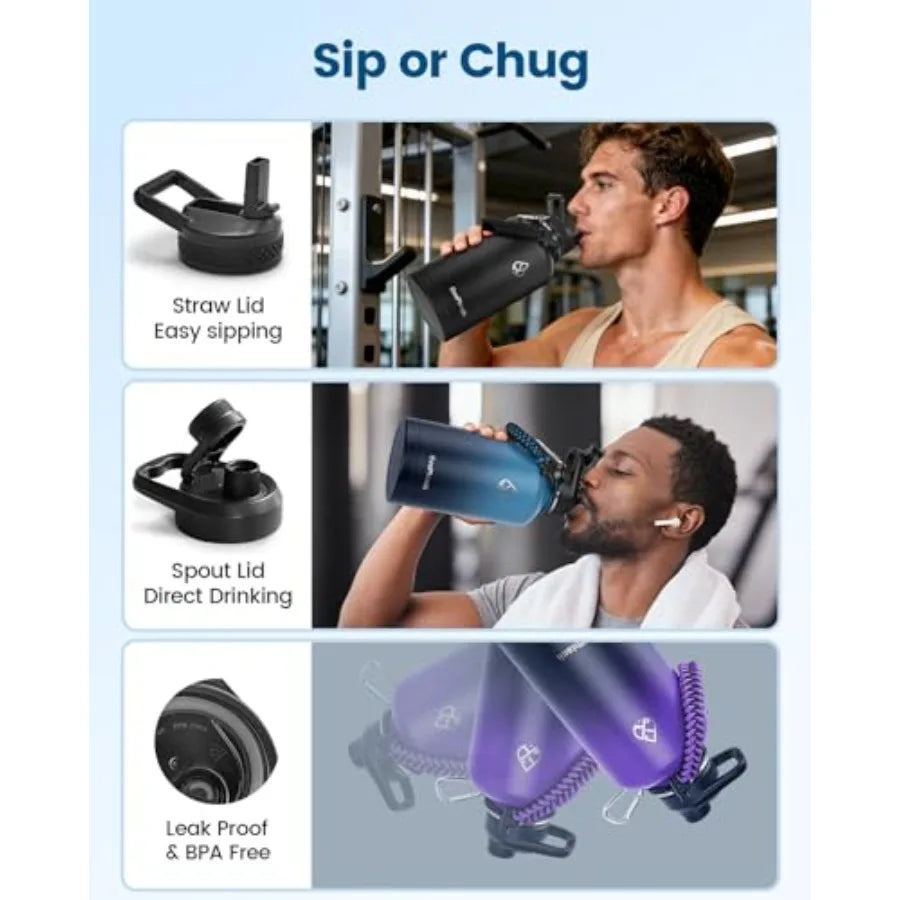 Premium Vacuum Insulated Stainless Steel Water Bottle With Strap