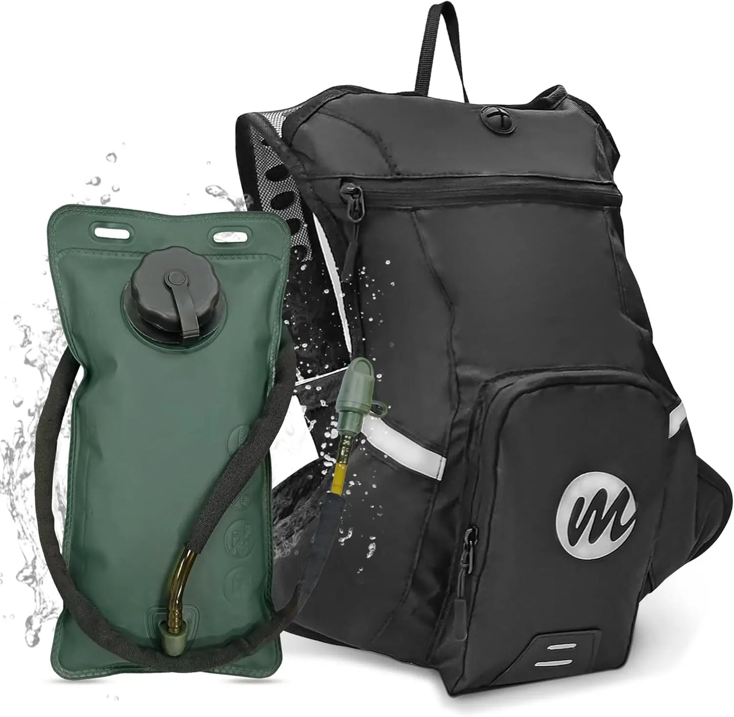 Moman Hydration Backpack With Water Bladder Durable 600D PU